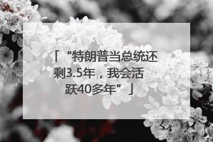 “特朗普当总统还剩3.5年，我会活跃40多年”