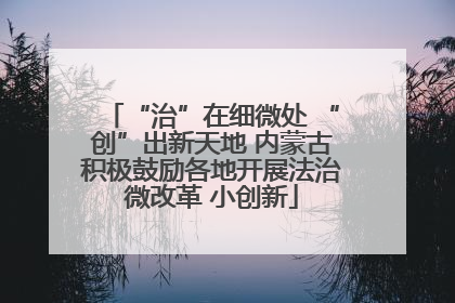 “治”在细微处 “创”出新天地 内蒙古积极鼓励各地开展法治微改革 小创新