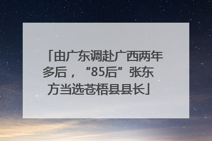 由广东调赴广西两年多后，“85后”张东方当选苍梧县县长