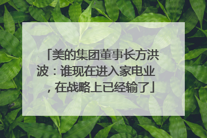 美的集团董事长方洪波：谁现在进入家电业，在战略上已经输了