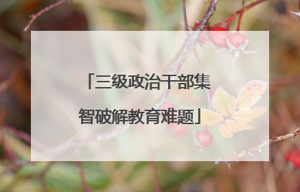 三级政治干部集智破解教育难题