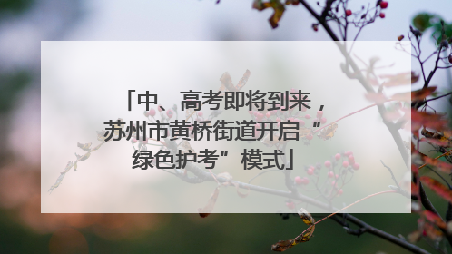 中、高考即将到来，苏州市黄桥街道开启“绿色护考”模式