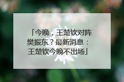 今晚，王楚钦对阵樊振东？最新消息：王楚钦今晚不出场