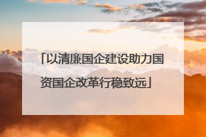 以清廉国企建设助力国资国企改革行稳致远