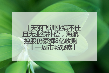天羽飞训业绩不佳且无业绩补偿，海航控股仍豪掷8亿收购丨一周市场观察
