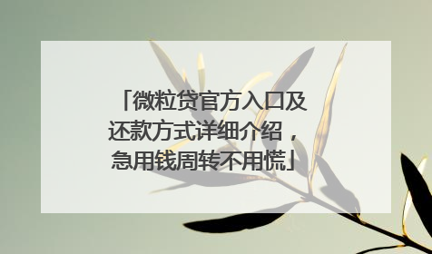 微粒贷官方入口及还款方式详细介绍，急用钱周转不用慌