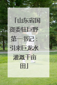 山东省国资委驻巨野第一书记：引来巨龙水 灌溉千亩田