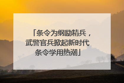 条令为纲励精兵，武警官兵掀起新时代条令学用热潮