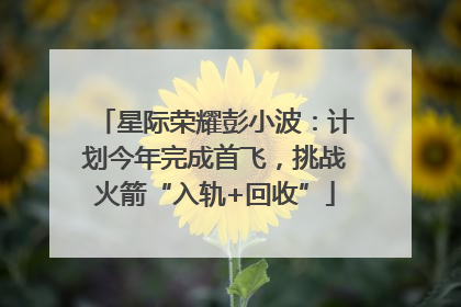 星际荣耀彭小波：计划今年完成首飞，挑战火箭“入轨+回收”