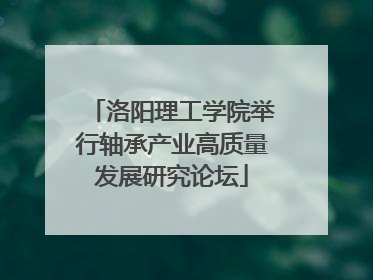 洛阳理工学院举行轴承产业高质量发展研究论坛