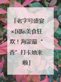 老字号盛宴×国际美食狂欢！海淀最“香”打卡地来啦
