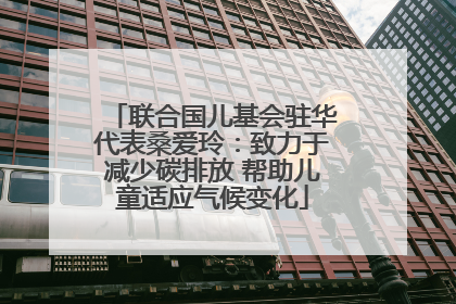联合国儿基会驻华代表桑爱玲：致力于减少碳排放 帮助儿童适应气候变化