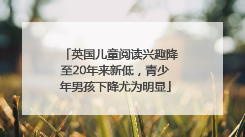 英国儿童阅读兴趣降至20年来新低，青少年男孩下降尤为明显