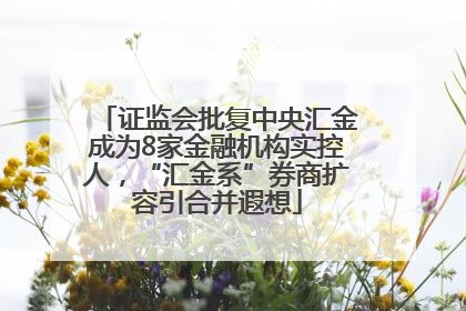 证监会批复中央汇金成为8家金融机构实控人，“汇金系”券商扩容引合并遐想