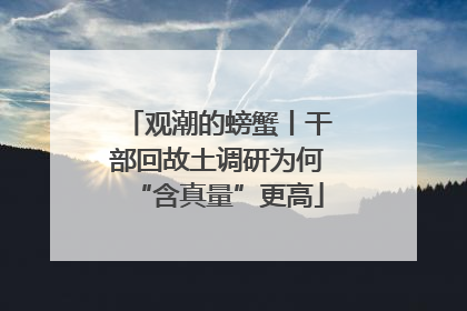 观潮的螃蟹丨干部回故土调研为何“含真量”更高