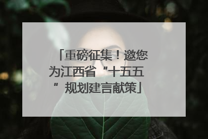 重磅征集！邀您为江西省“十五五”规划建言献策