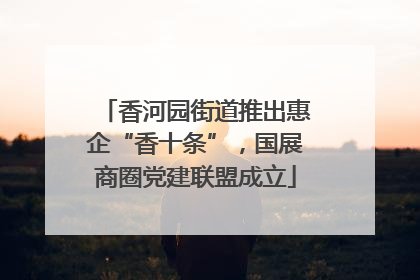 香河园街道推出惠企“香十条”，国展商圈党建联盟成立