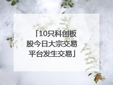 10只科创板股今日大宗交易平台发生交易