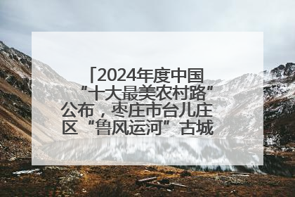2024年度中国“十大最美农村路”公布，枣庄市台儿庄区“鲁风运河”古城文化廊道上榜！